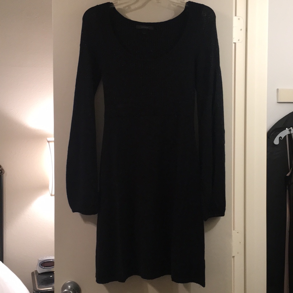 Black Dress With Ribbing At Top